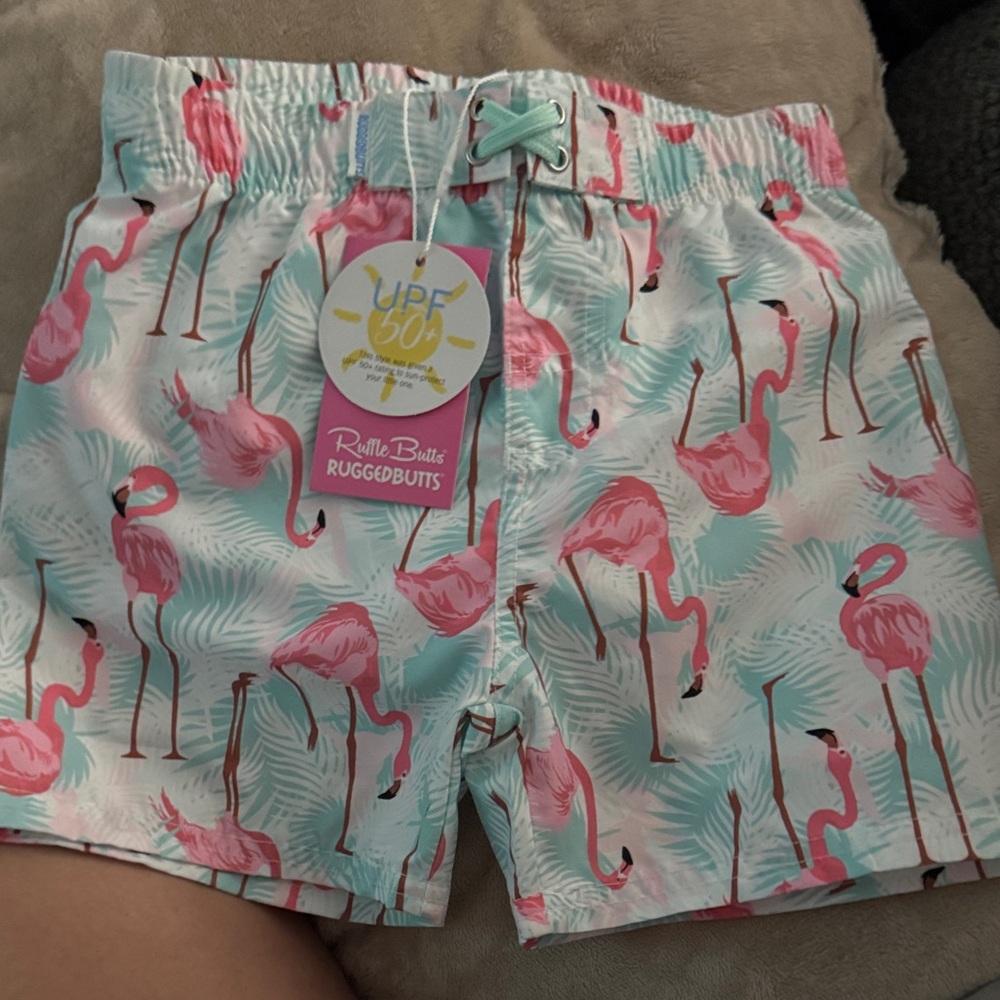Ruffle Butts Flamingo Print Swimwear Size 5